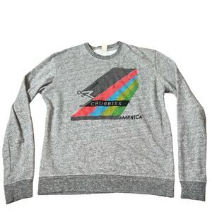 Chubbies sweatshirt gray skiing rainbow graphic comfort SZ SM Unisex